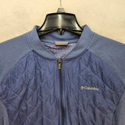 COLUMBIA WOMEN'S XL QUILTED FLEECE JACKET BLUE FULL ZIP LIGHTWEIGHT OUTDOOR