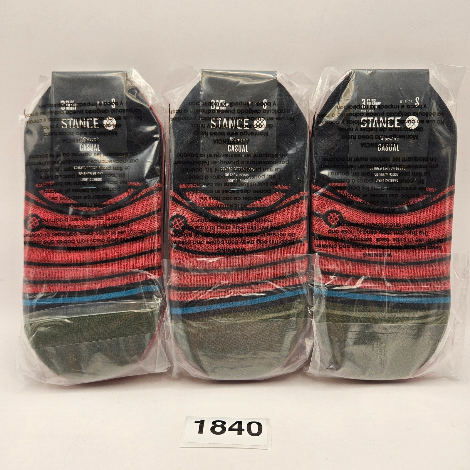 LOT OF 3 - STANCE WOMEN'S SMALL 3 PACK NO SHOW SOCKS RED FADE NWT (9 PAIRS)