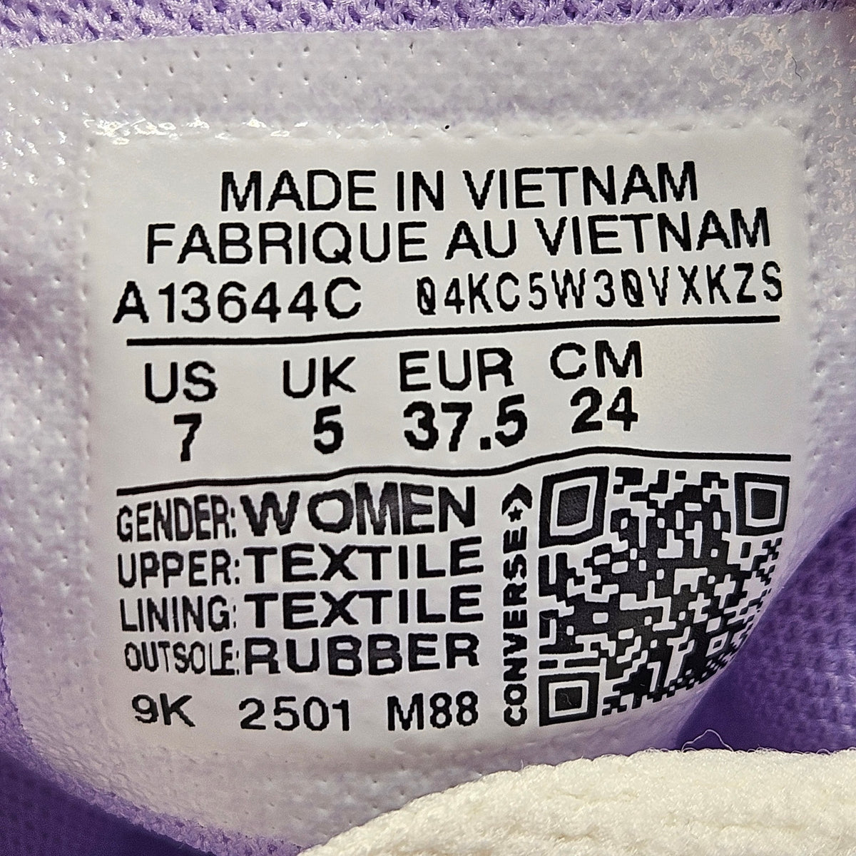CONVERSE WOMEN'S 7 CHUCK TAYLOR HI PLATFORM LAVENDER LACE UP SNEAKERS A13644C