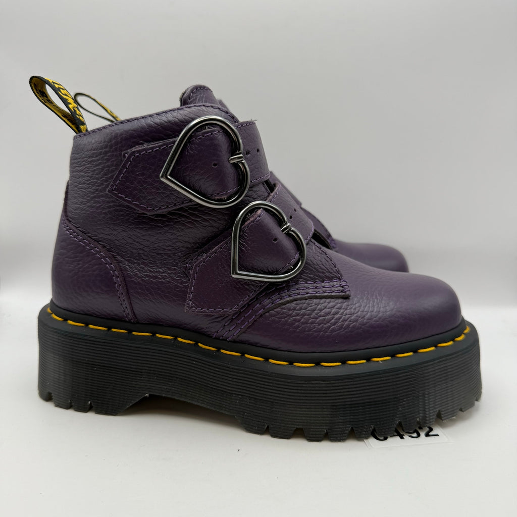 DR MARTENS WOMEN'S 5 DEVON HEART PURPLE MID PLATFORM BOOT