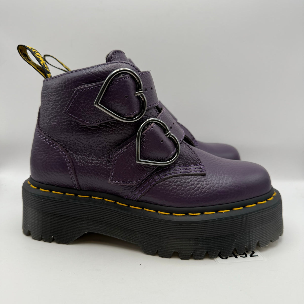 DR MARTENS WOMEN'S 5 DEVON HEART PURPLE MID PLATFORM BOOT