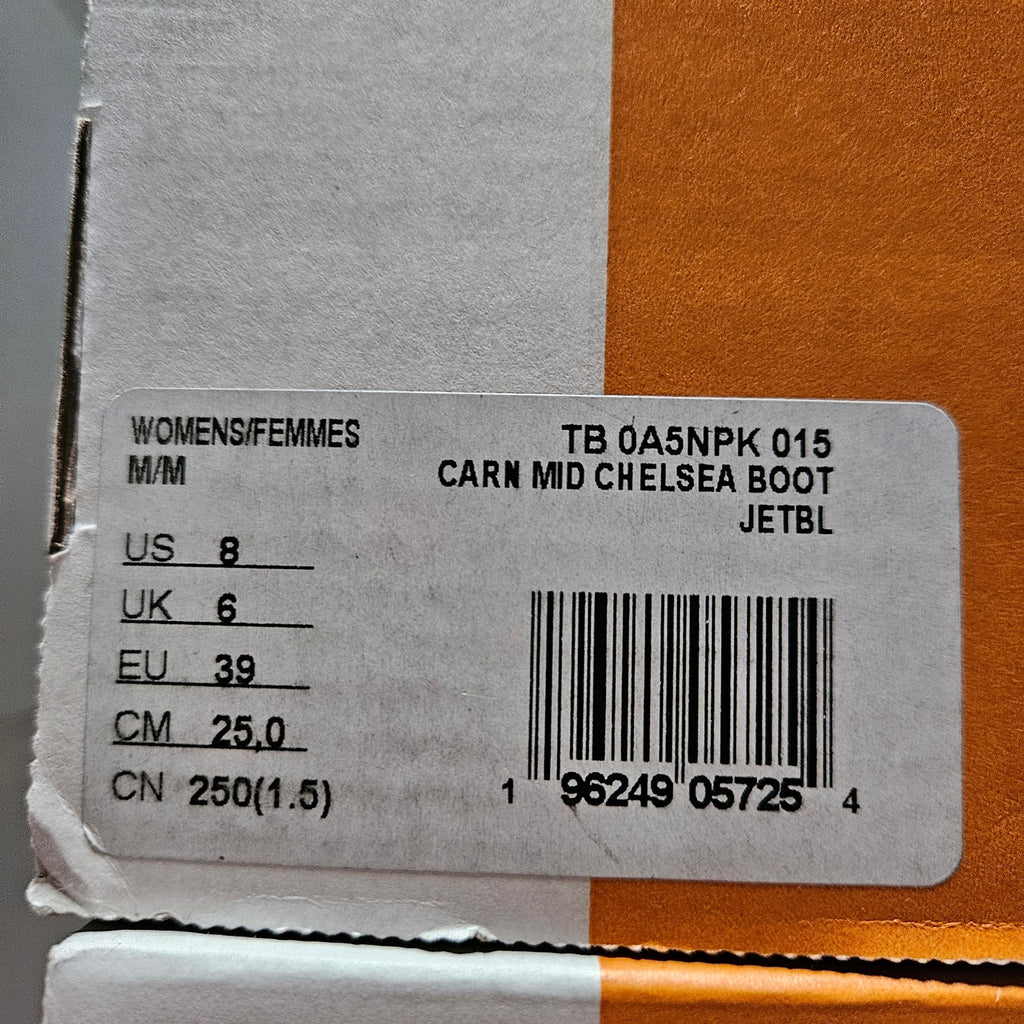 TIMBERLAND WOMEN'S 8 CARNABY COOL MID CHELSEA BOOT JET BLACK NUBUCK NIB