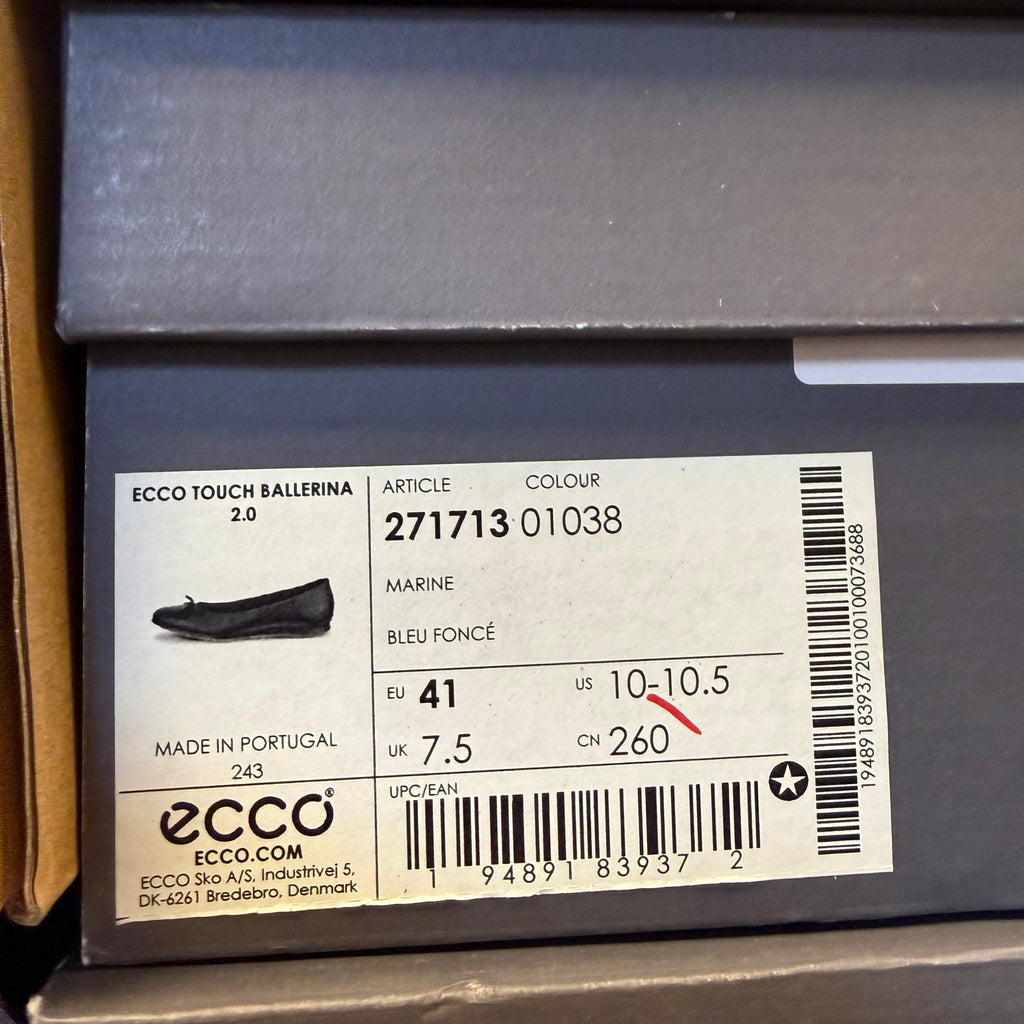 ECCO WOMEN'S 41 TOUCH BALLERINA 2.0 MARTINE BLUE MADE IN PORTUGAL NIB
