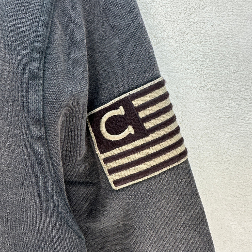 LUCKY BRAND X COLE HAUSER LARGE PATRIOT VINTAGE GREY HALF ZIP SWEATSHIRT