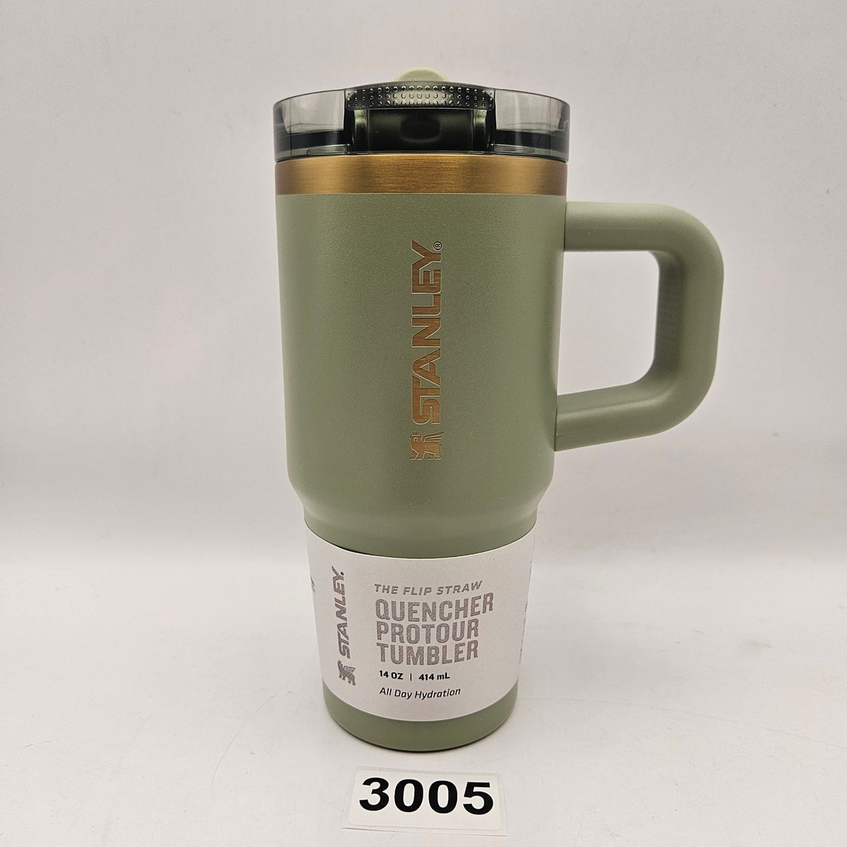 STANLEY 14oz THE QUENCHER PROTOUR FLIP STRAW TUMBLWER GREEN NWT