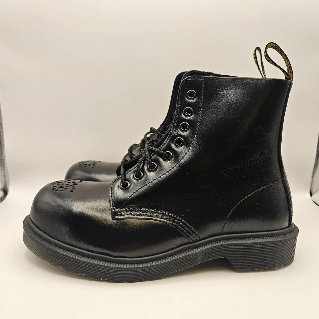 DR MARTENS WOMEN'S 7 ST BROGUE 1460 PASCAL NWOB BLACK EXPOSED STEEL TOE