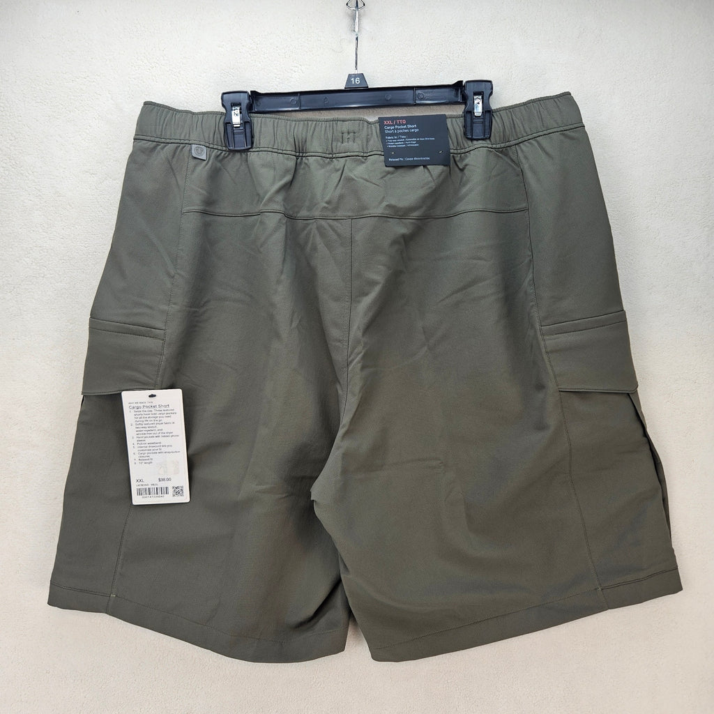 LULULEMON MEN'S XXL CARGO POCKET SHORTS OLIVE GREEN NWT