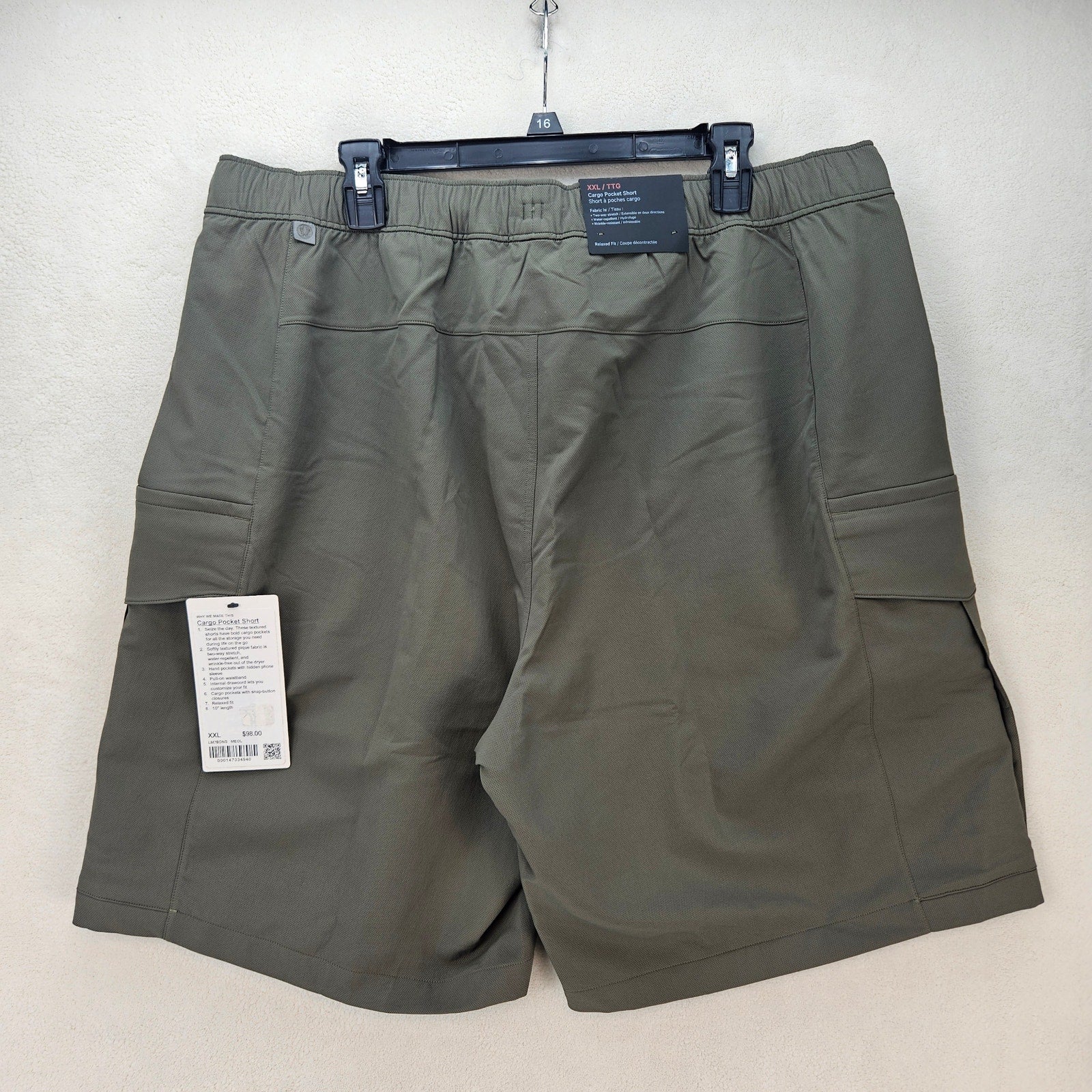 LULULEMON MEN'S XXL CARGO POCKET SHORTS OLIVE GREEN NWT