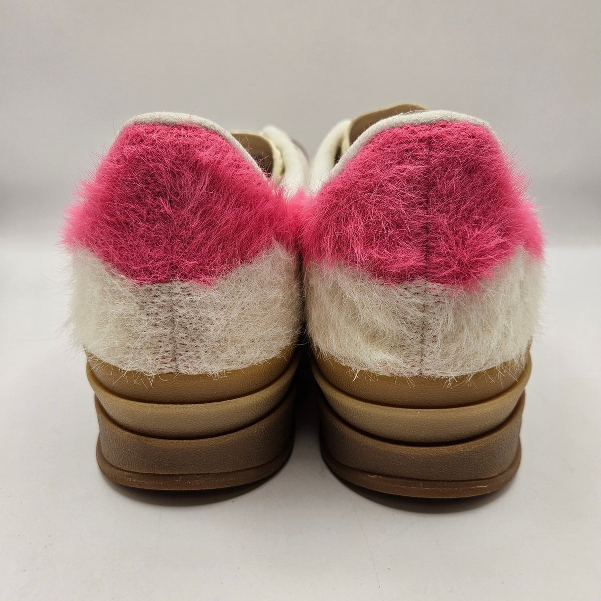 ADIDAS ORIGINALS WOMEN'S 7.5 GAZELLE BOLD CREAM WHITE PINK FUR PLATFORM JS3908
