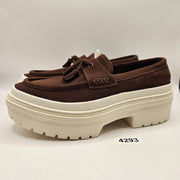 CONVERSE WOMEN'S 9 LUGGED HEEL PLATFORM LOAFER SUEDE BROWN TASSEL A15552C