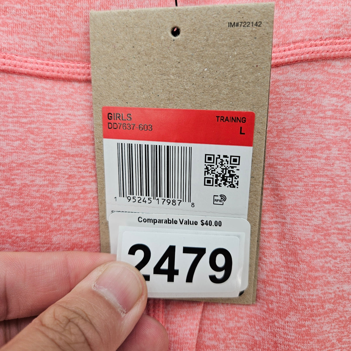NIKE GIRLS LARGE ONE LUXE DRI FIT LEGGINGS DD7637-603 HEATHER PINK NWT