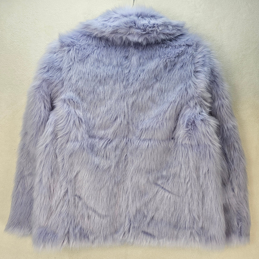 J CREW CREWCUTS GIRLS 14 LAVENDER FAUX FUR COAT JACKET SHAGGY TEDDY SOFT NWT