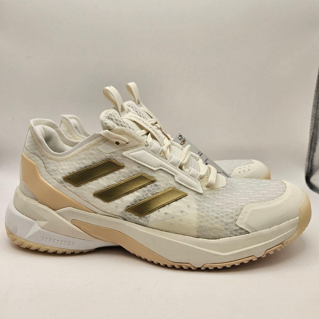 ADIDAS WOMEN'S 8 ADIZERO UBERSONIC 5 TENNIS SHOES WHITE GOLD NWOB