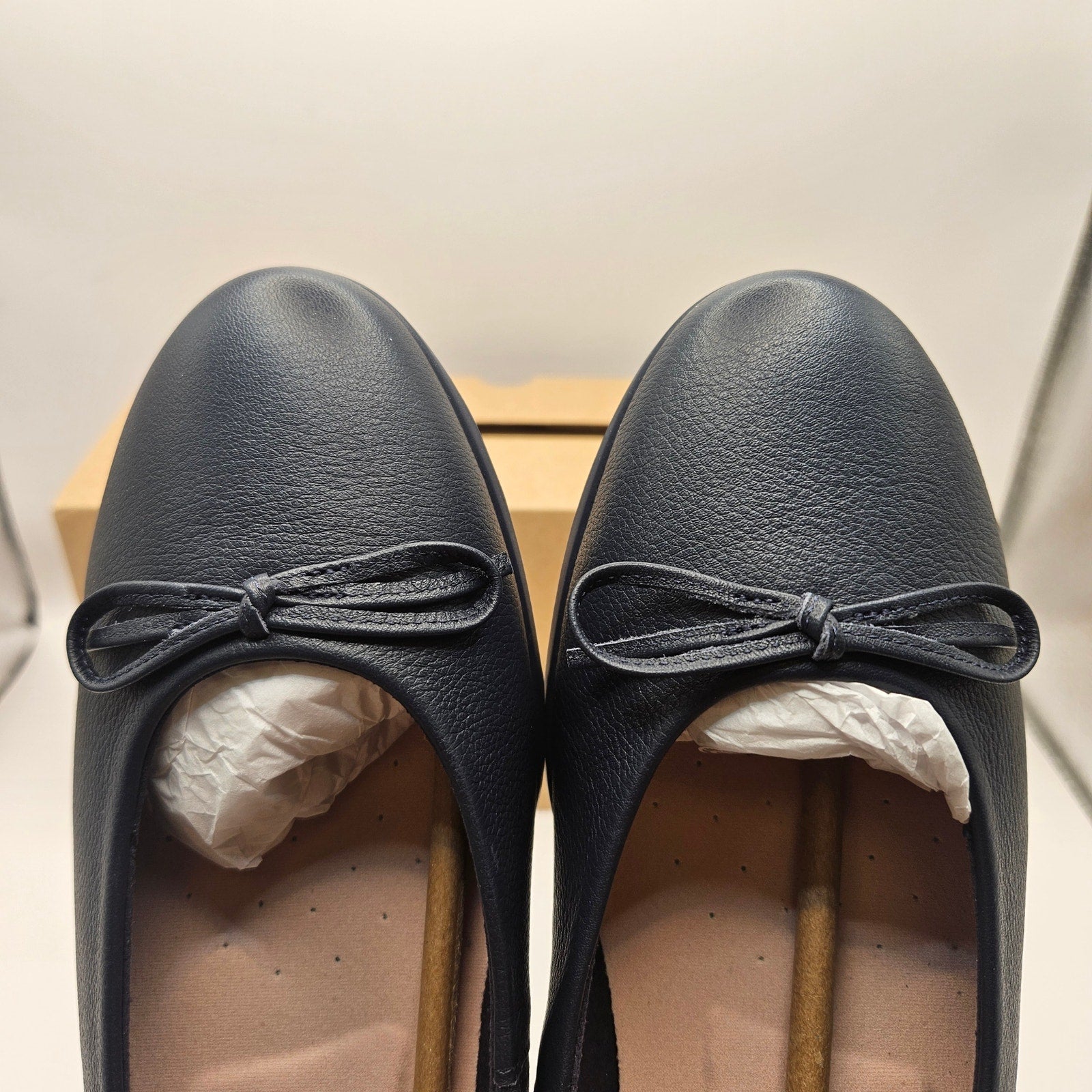 ECCO WOMEN'S 42 BALLERINA TOUCH 2.0 MARINE BLUE NIB LEATHER MADE IN PORTUGAL