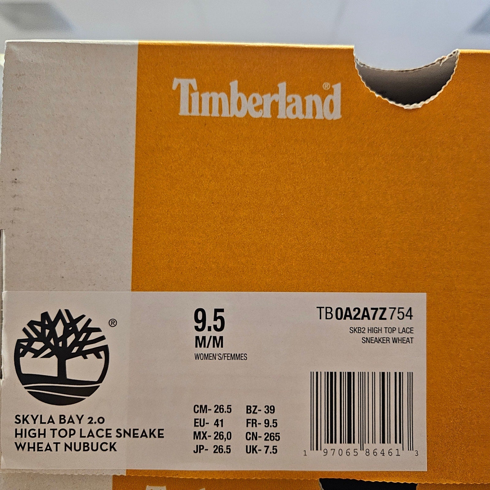TIMBERLAND WOMEN'S 9.5 SKYLA BAY 2.0 HI TOP LACE SNKR WHEAT NUBUCK NIB