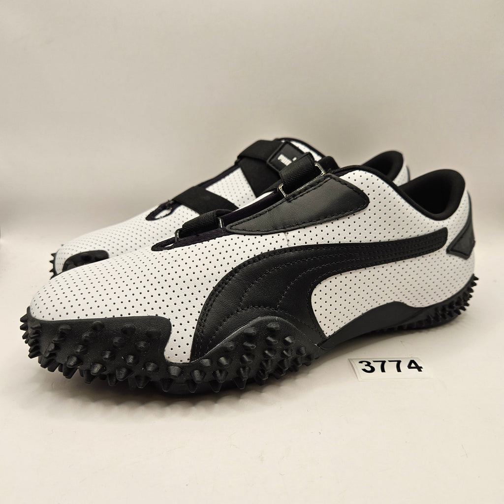 PUMA MOSTRO MEN'S 9.5 PERFORATED LEATHER PACK SNEAKERS WHITE BLACK 397331-01