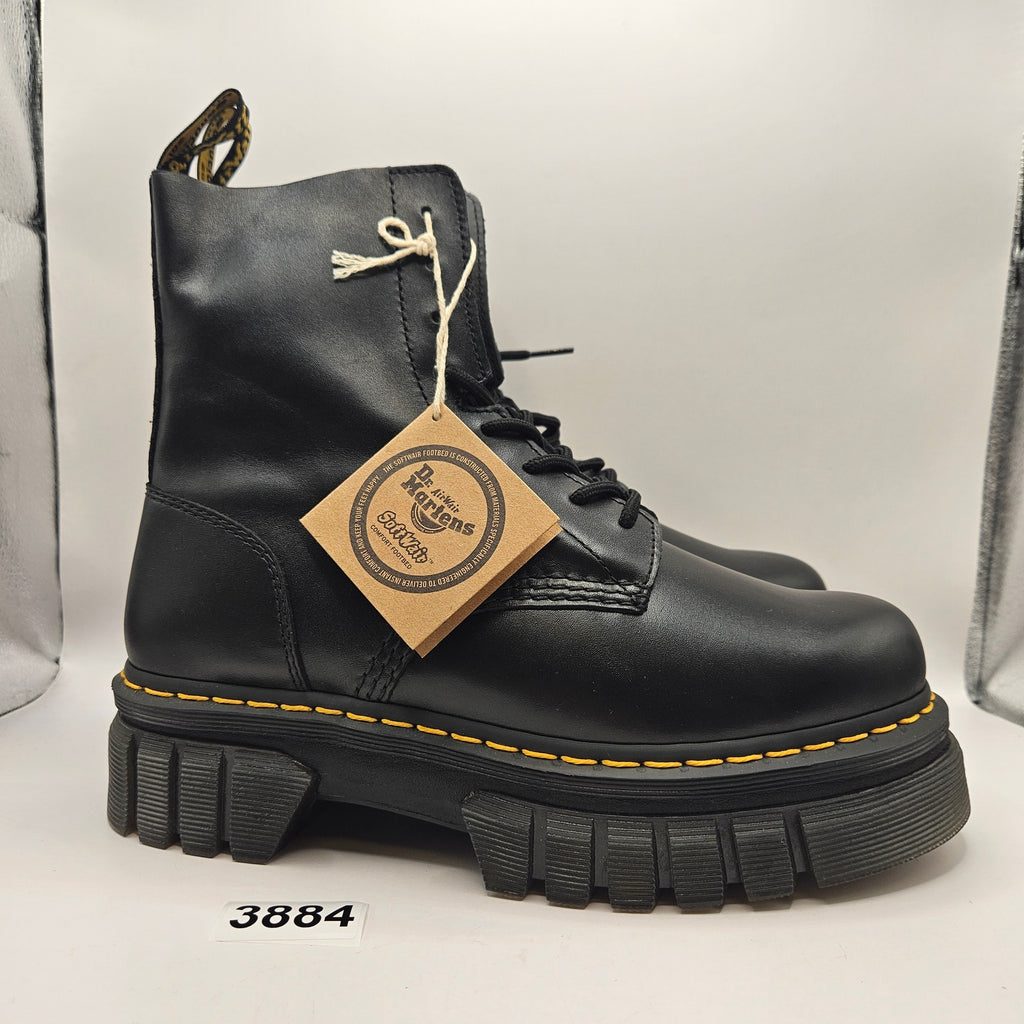 DR MARTENS WOMEN'S 10 AUDRICK BLACK NAPPA LEATHER 8 EYE PLATFORM BOOT NWOB