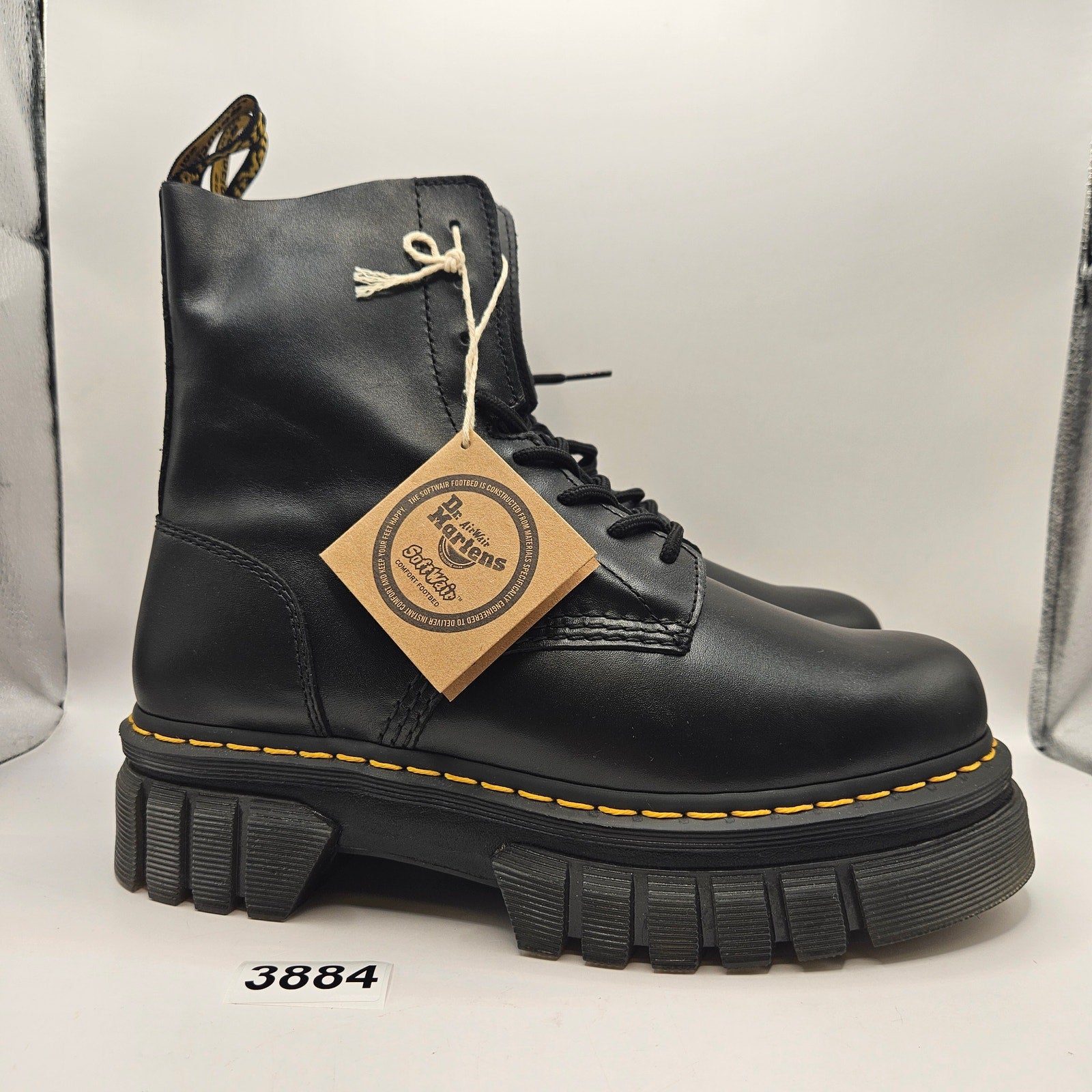 DR MARTENS WOMEN'S 10 AUDRICK BLACK NAPPA LEATHER 8 EYE PLATFORM BOOT NWOB