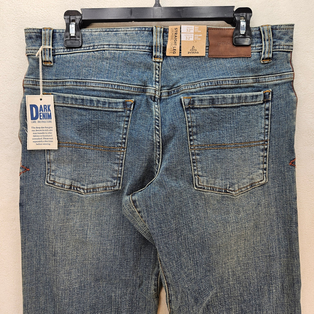 PRANA MEN'S 32X32 AXIOM JEAN ANTIQUE STONE WASH NWT STRAIGHT LEG