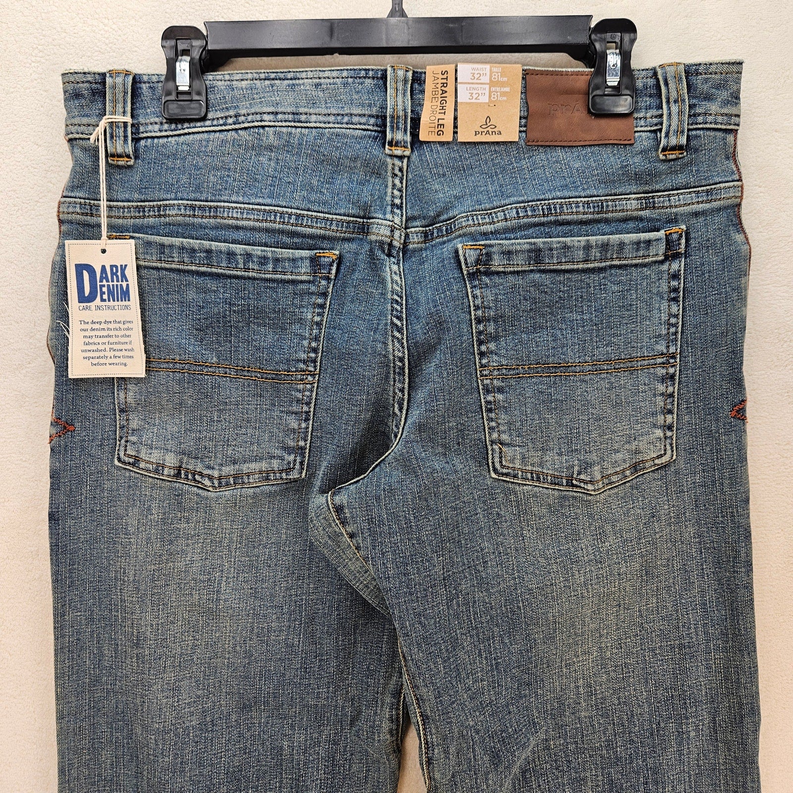 PRANA MEN'S 32X32 AXIOM JEAN ANTIQUE STONE WASH NWT STRAIGHT LEG
