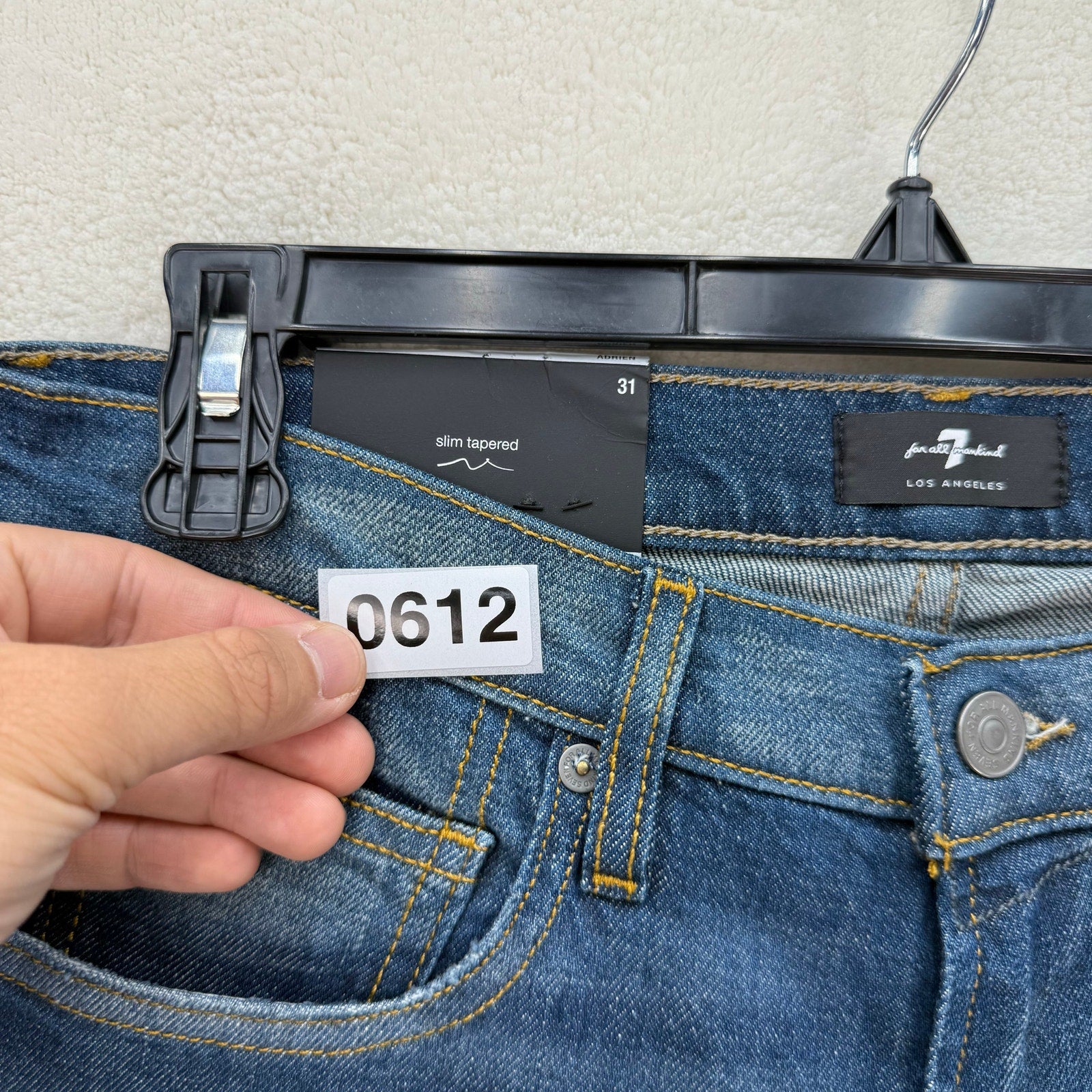 7 FOR ALL MANKIND MEN'S 31 ADRIEN HEMP SLIM TAPERED DARK JEANS