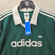 ADIDAS MEN'S LARGE ARCHIVE COLLAR ENGINEERED ACTIVE GREEN REGULAR FIT KE3582