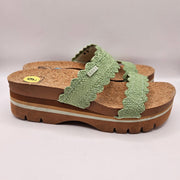 REEF WOMEN'S 9 PLATFORM SANDALS MATCHA GREEN CORK SOLE