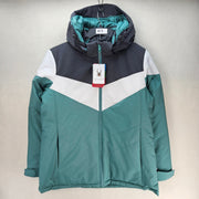 SPYDER WOMEN'S LARGE 3 IN 1 INTERCHANGE SKI JACKET SEA GLASS GRAY HOODED NWT