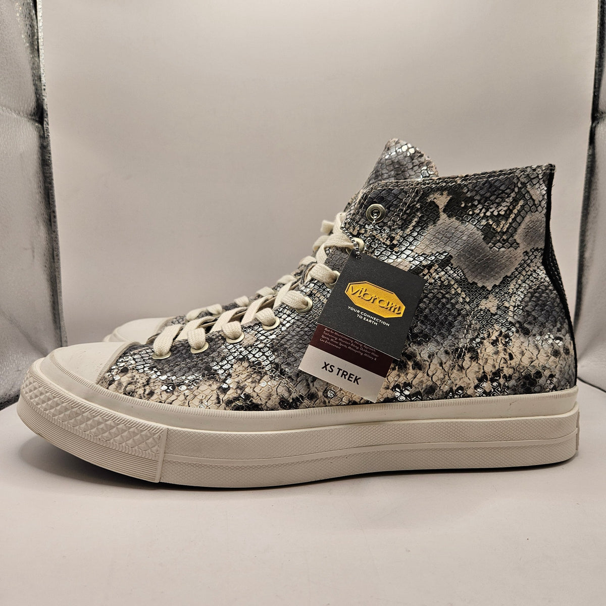 CONVERSE MEN'S 14 FIRST STRING CHUCK TAYLOR SNAKESKIN SNOW WHITE BLACK A18412C