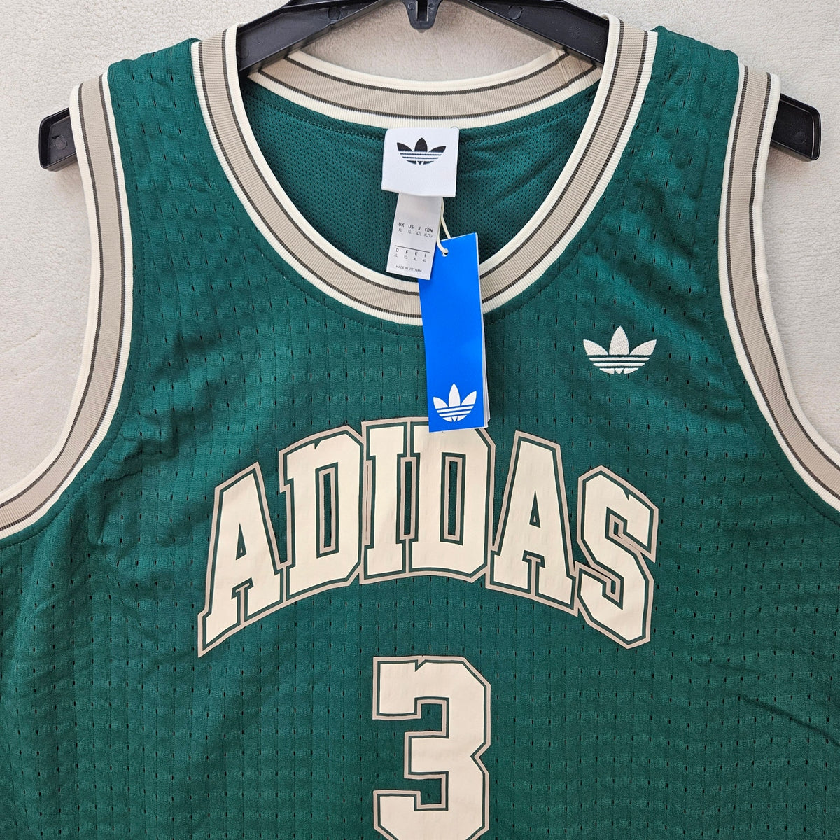 ADIDAS MEN'S XLARGE ORIGINALS TREFOIL GREEN TANK SIDELINE JERSEY KG8200 THICK
