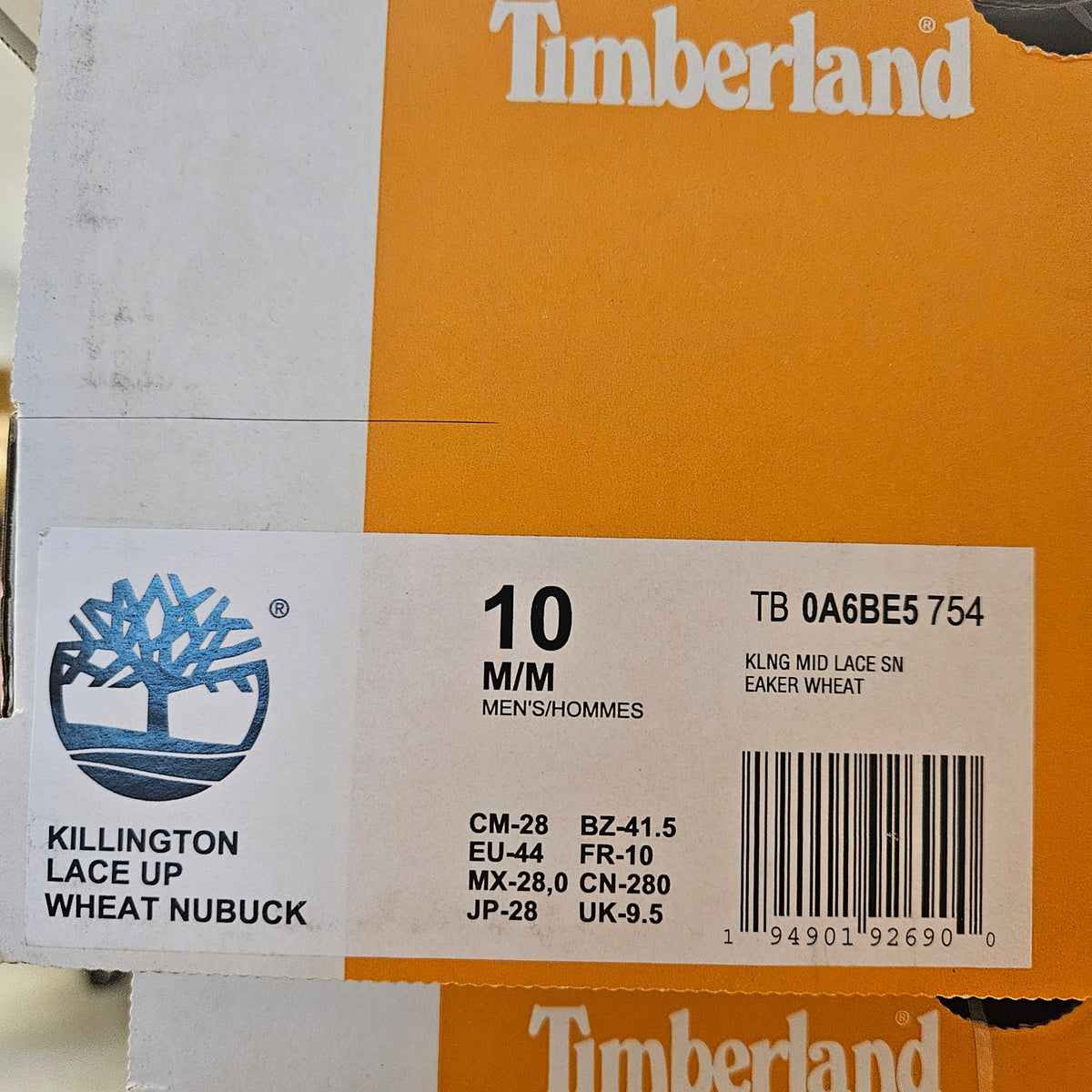 TIMBERLAND MEN'S 10 KILLINGTON MID LACE UP WHEAT NUBUCK BOOTS NIB