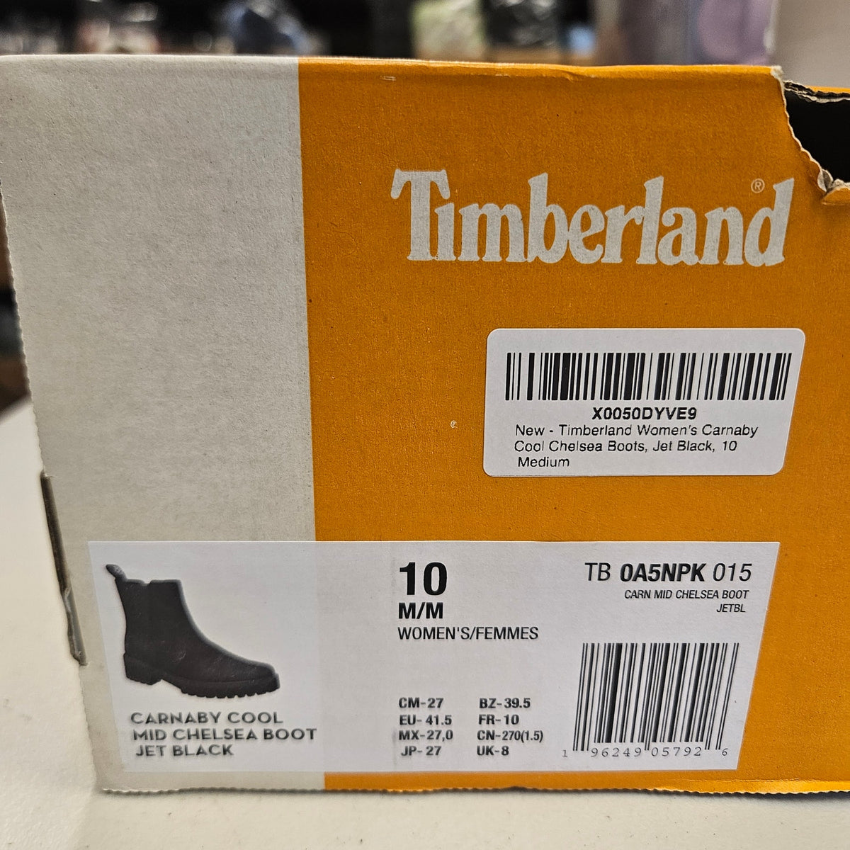 TIMBERLAND WOMEN'S 10 CARNABY COOL MID CHELSEA BOOT JET BLACK