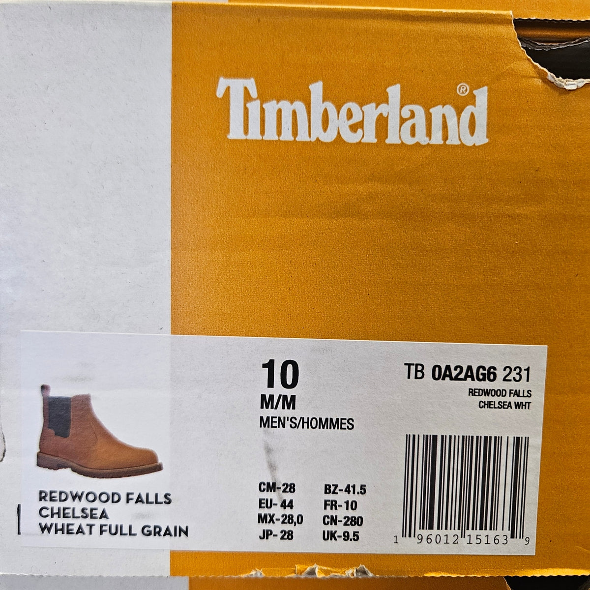 TIMBERLAND MEN'S 10 REDWOOD FALLS CHELSEA BOOT WHEAT FULL GRAIN TB0A2AG6231