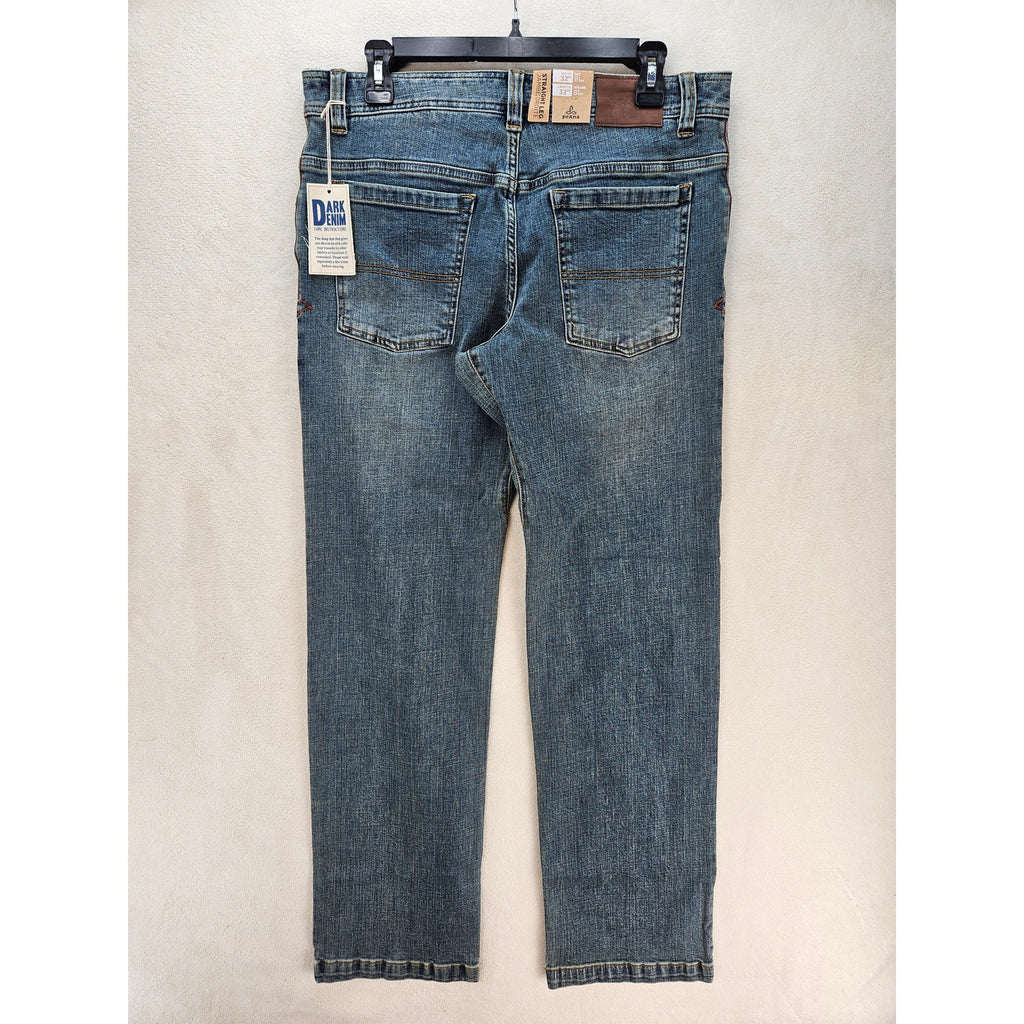 PRANA MEN'S 32X32 AXIOM JEAN ANTIQUE STONE WASH NWT STRAIGHT LEG