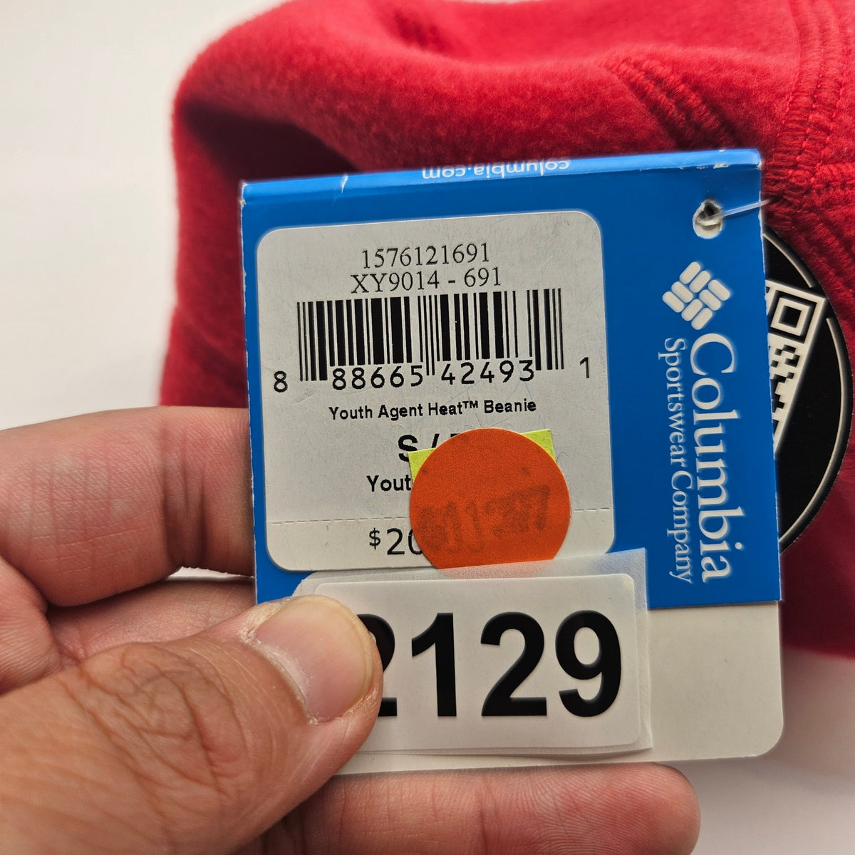 COLUMBIA YOUTH SMALL AGENT HEAT BEANIE RED OMNI HEAT THERMAL