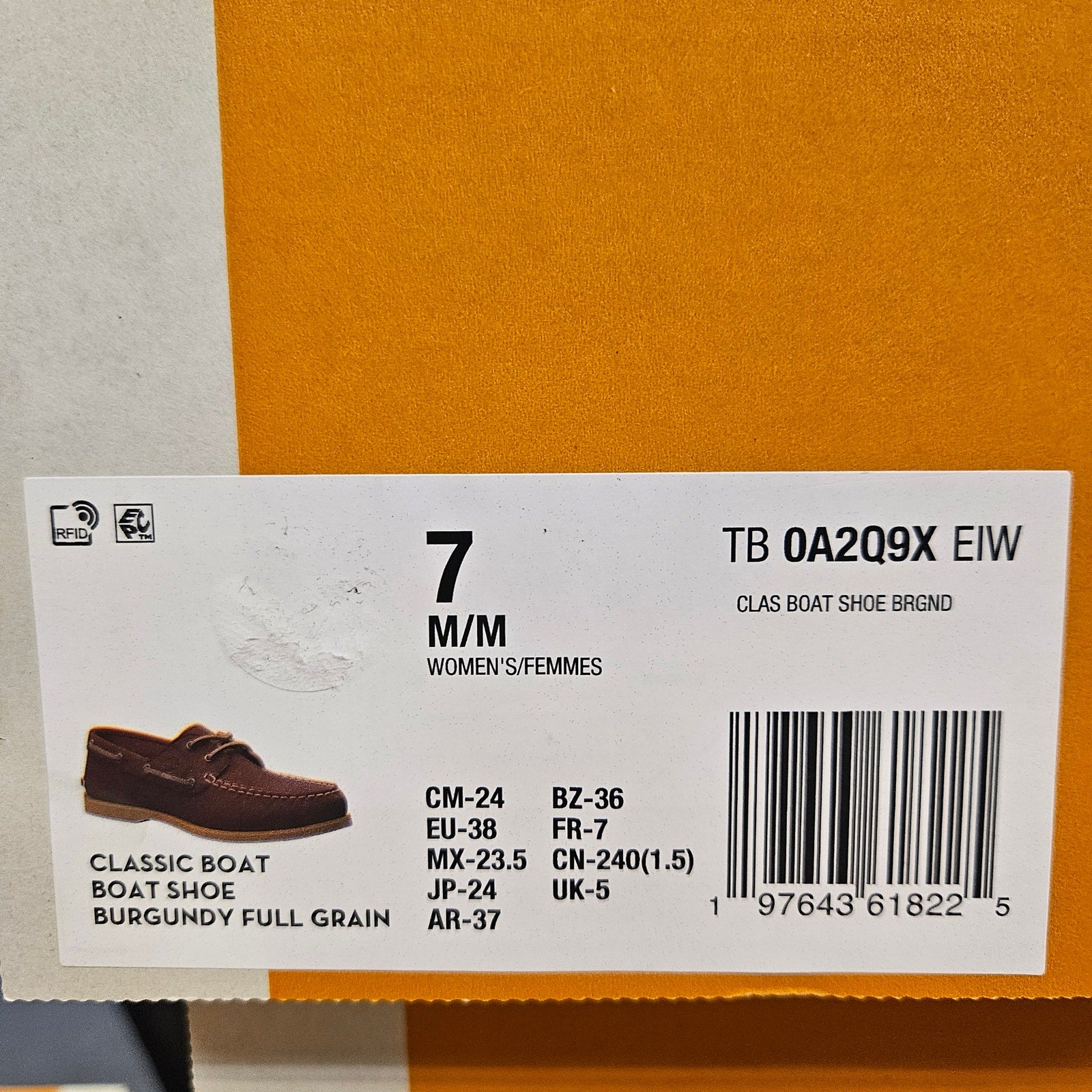 TIMBERLAND WOMEN'S 7 CLASSIC BOAT SHOE BURGUNDY FULL GRAIN TB0A2Q9XEIW NIB