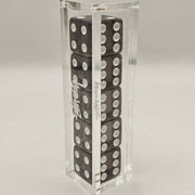 STUSSY DICE SET BLACK ACRYLIC DISPLAY CASE 5 LOGO DICE STYLE 138769 RARE