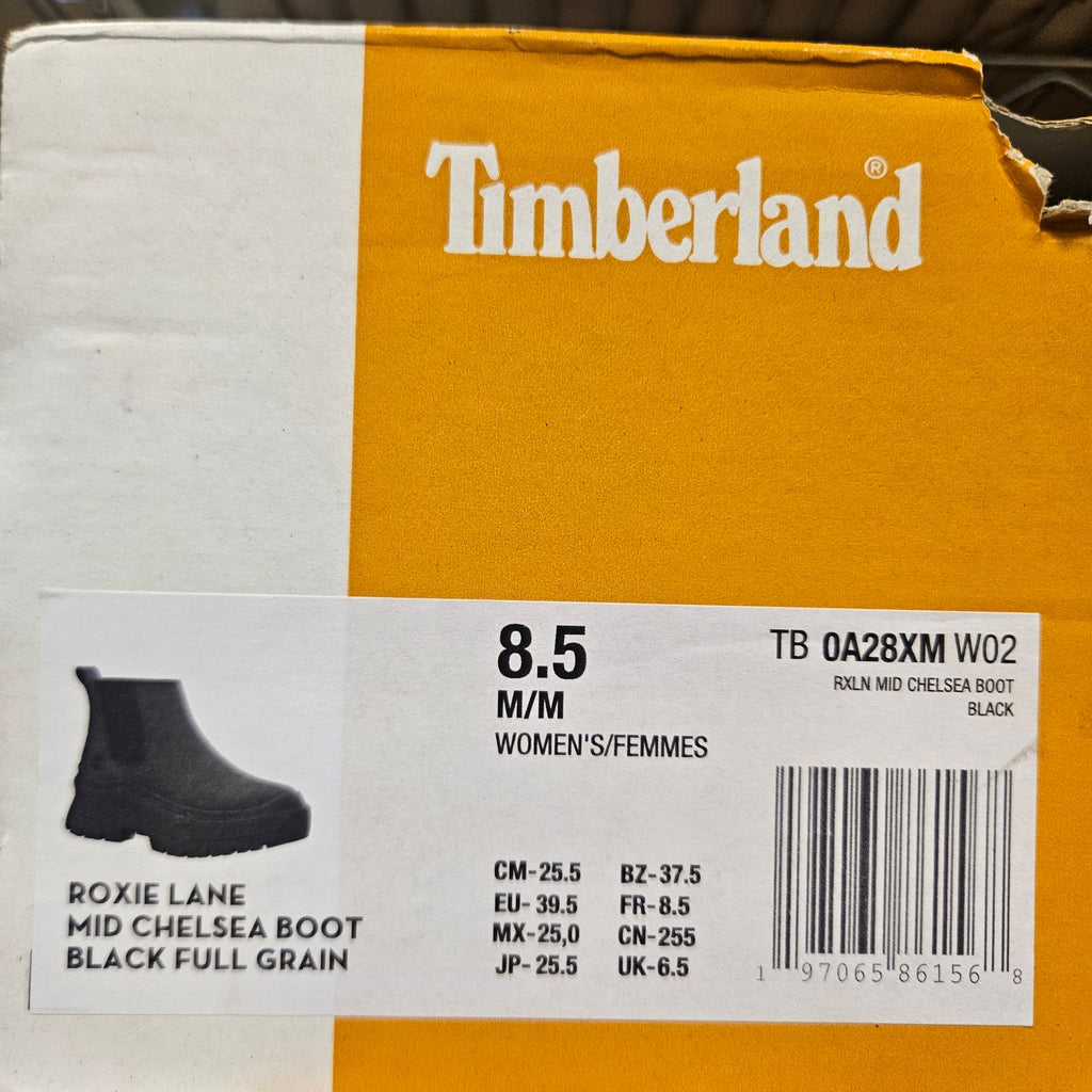 TIMBERLAND WOMEN'S 8.5 ROXIE LANE MID CHELSEA BOOT BLACK FULL GRAIN NIB