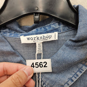 WORKSHOP WOMEN'S 3XL OVERSIZED BLOUSE 100% LYOCELL LIGHT BLUE WASH COLLAR STAINS