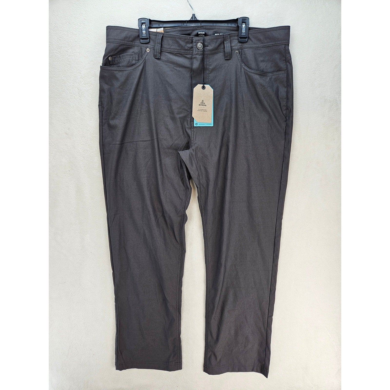 PRANA MEN'S 40X30 BRION SLIM PANT II DARK IRON NWT CARGO HIKING PANTS