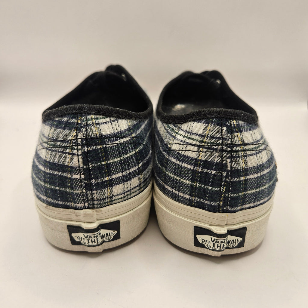 VANS MEN'S 11.5 AUTHENTIC GRUNGE PLAID BLACK BLUE SKATE SNEAKERS NWOB RARE