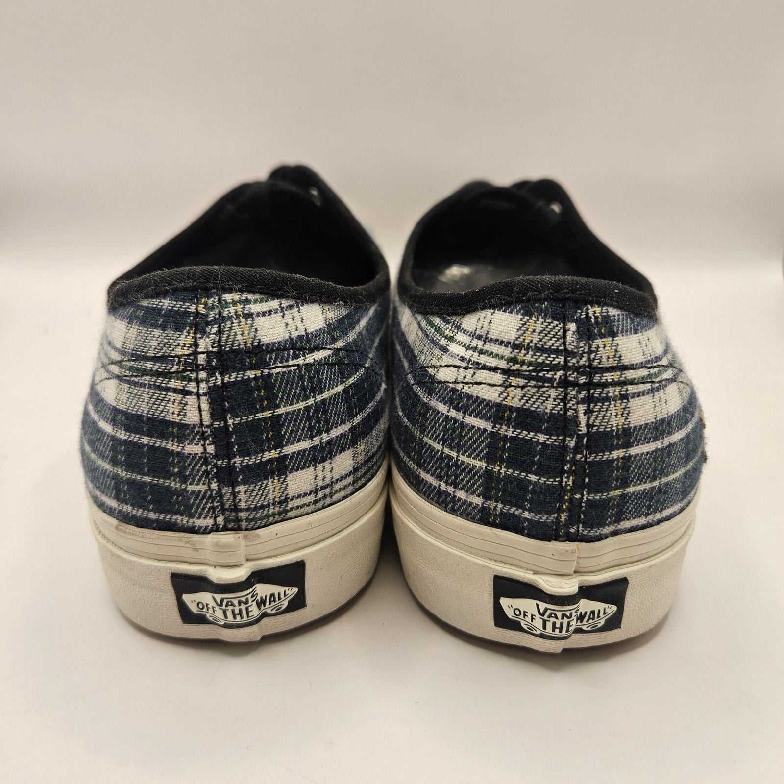 VANS MEN'S 11.5 AUTHENTIC GRUNGE PLAID BLACK BLUE SKATE SNEAKERS NWOB RARE