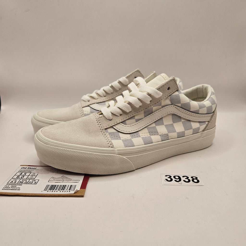 VANS WOMEN'S 6 OLD SKOOL CHECKERBOARD GRAY WHITE NWOB
