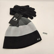 UNDER ARMOUR BOYS OS BEANIE GLOVE SET WINTER BLACK GREY 1345414