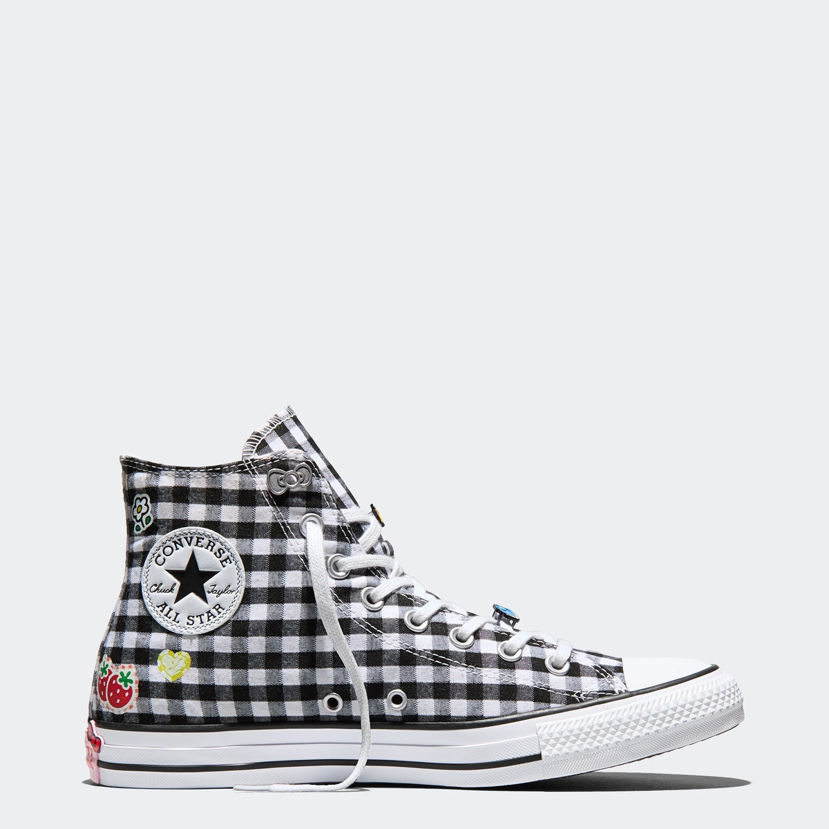 CONVERSE WOMEN'S 8 X SANRIO HELLO KITTY BLACK WHITE PLAID CTAS NIB A17697C