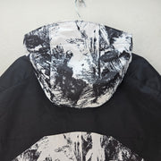COLUMBIA MEN'S XXL 3 IN 1 INTERCHANGE NORDIC POINT SKI SNOW JACKET BLK WHT PRINT