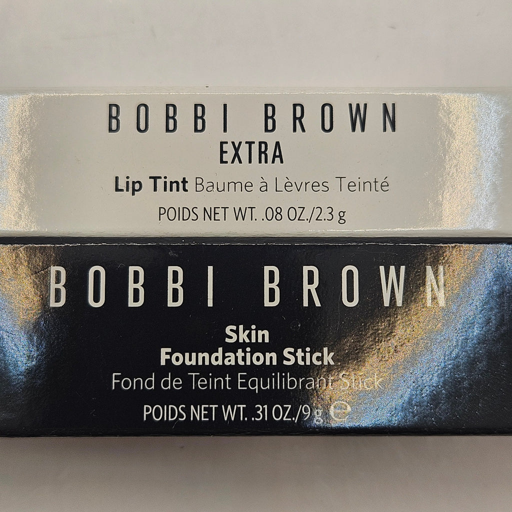 BOBBI BROWN LIP TINT BARE CLARET 04 + SKIN FOUNTATION STICK W026 WARM IVORY NIB