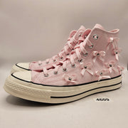 CONVERSE WOMEN'S 11 CHUCK 70 HI BOW STUDDED SHOES PINK A14444C