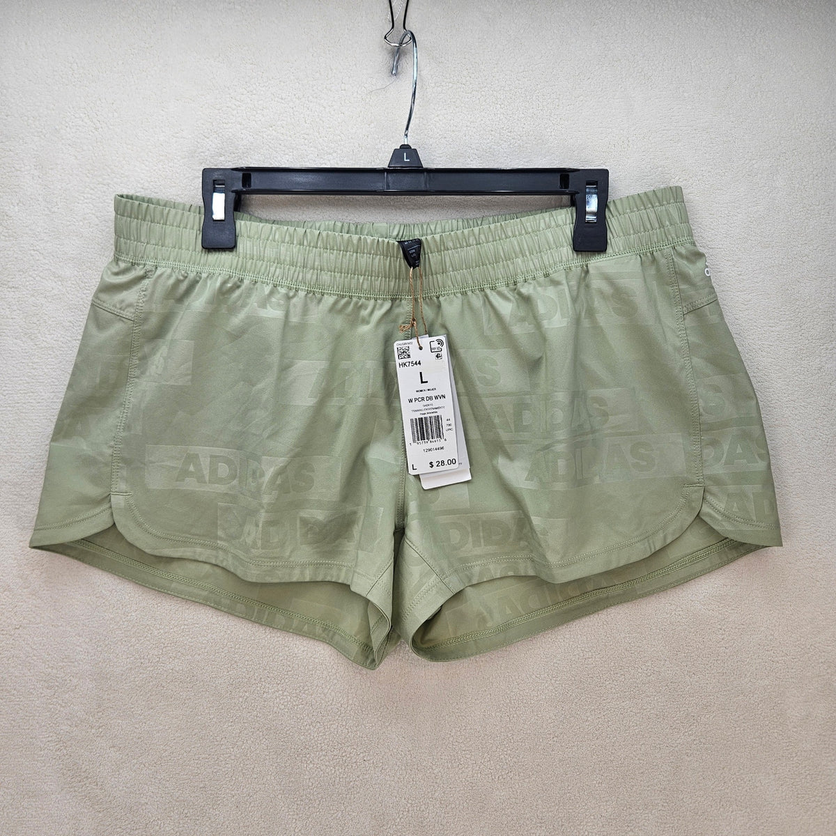 ADIDAS WOMEN'S LARGE PACER WOVEN DEBOSS TRAINING/RUNNING SHORTS LIME HK7544 NWT