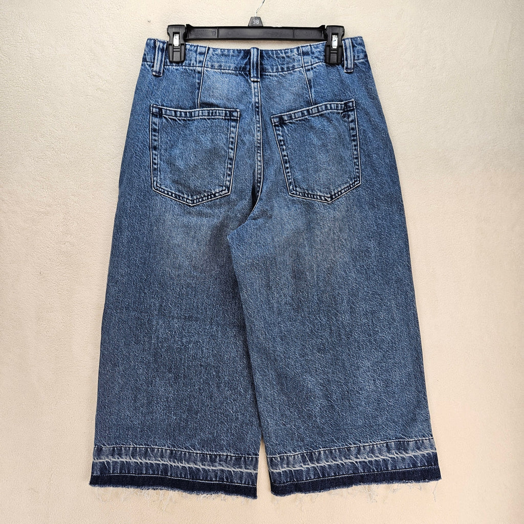 MADEWELL WOMEN'S 27 WIDE LEG CROPPED JEANS BLUE DENIM CULOTTES NWT $128